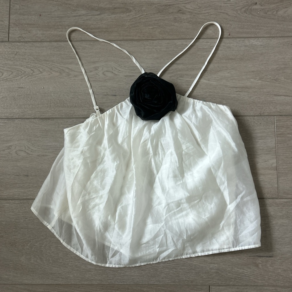WAYF Rosie Halter Y2K Coquette Tank Top/Cami in Ivory size XS